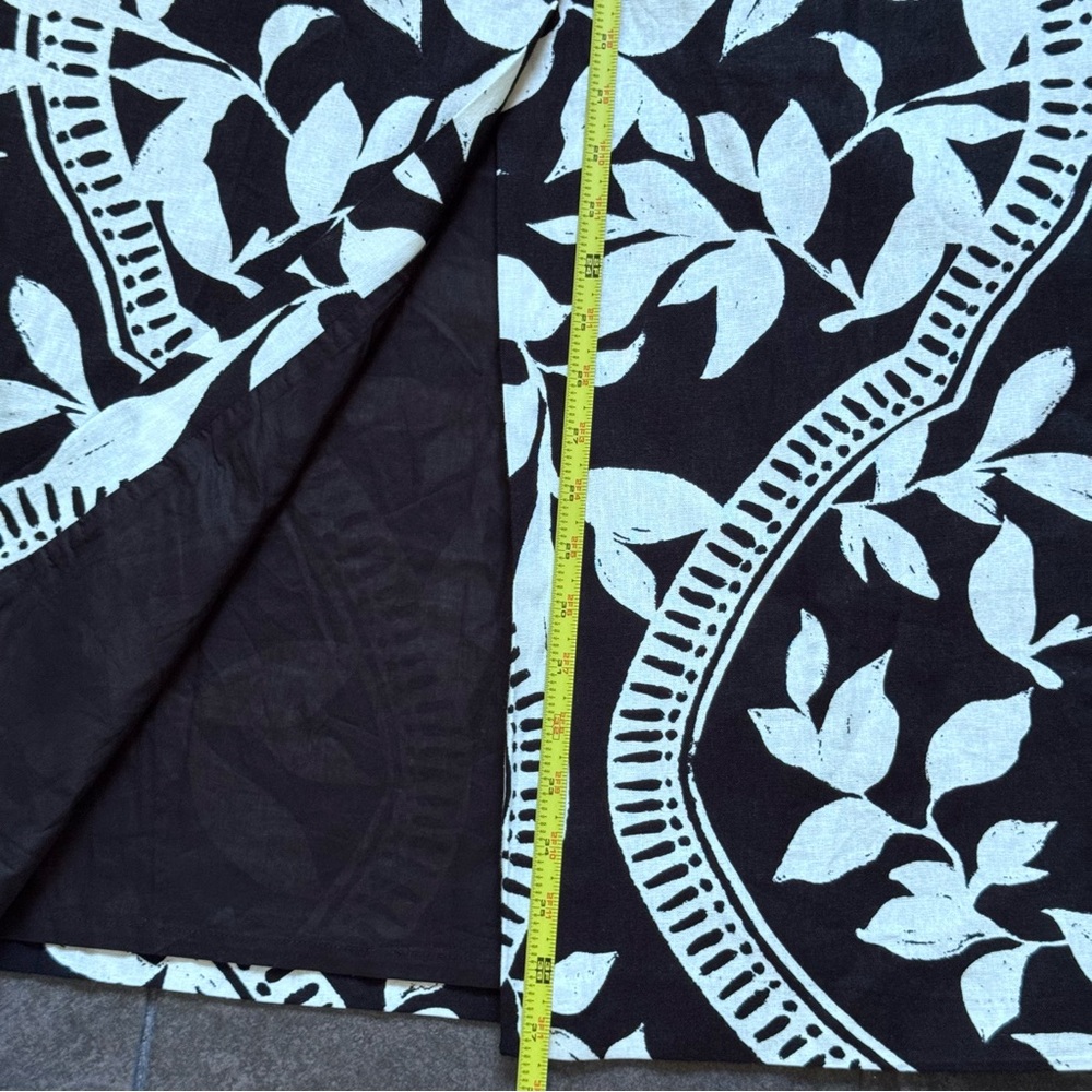 Parker the Kiley straight Midi Black and White leaf print needy Skirt woman's 8. - Picture 13 of 14